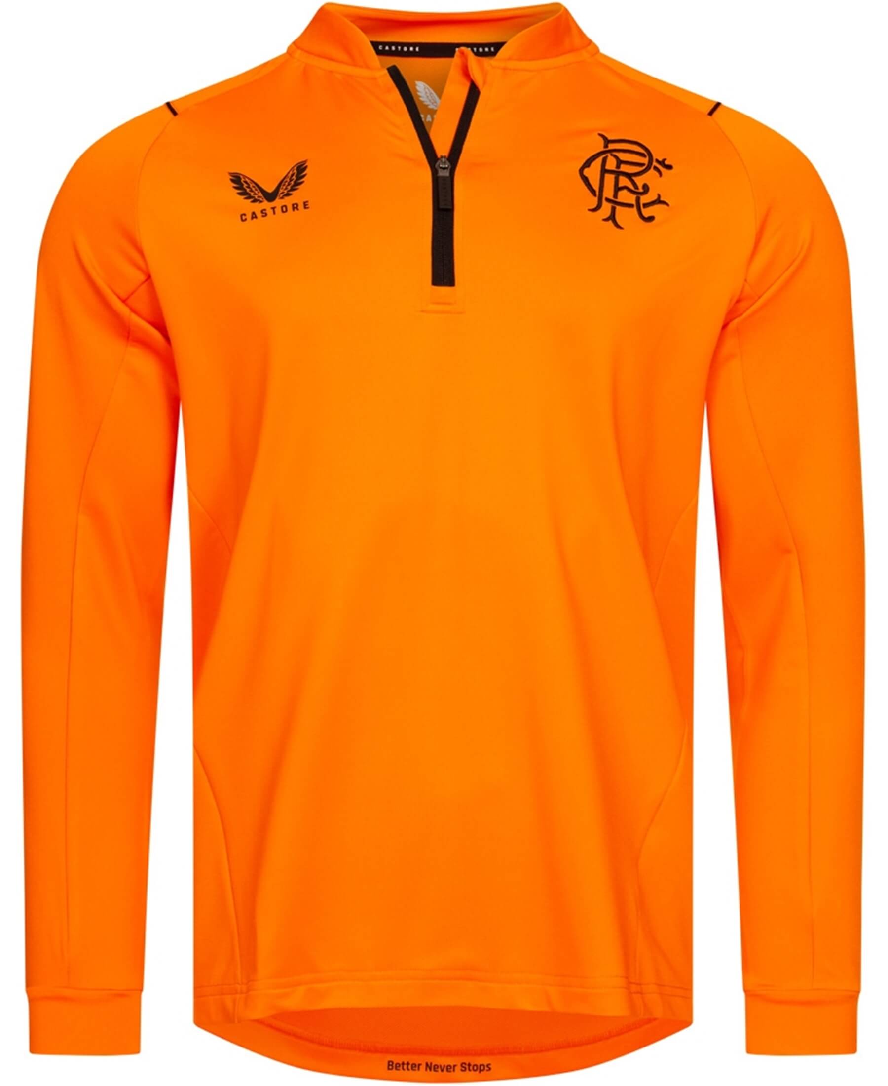 Entdecken Sie das offizielle Castore Glasgow Rangers FC 1/4-Zip Sweatshirt in leuchtendem Orange (Herstellernummer: TM0511-Orange) bei SHOP4TEAMSPORT. Dieses hochwertige Sweatshirt bietet besten Tragekomfort und Stil für Fans. Zeigen Sie Ihre Unterstützung im Stadion und im Alltag. Ein Must-Have für jeden Rangers FC-Anhänger. Perfekte Kombination aus Mode und Teamgeist.