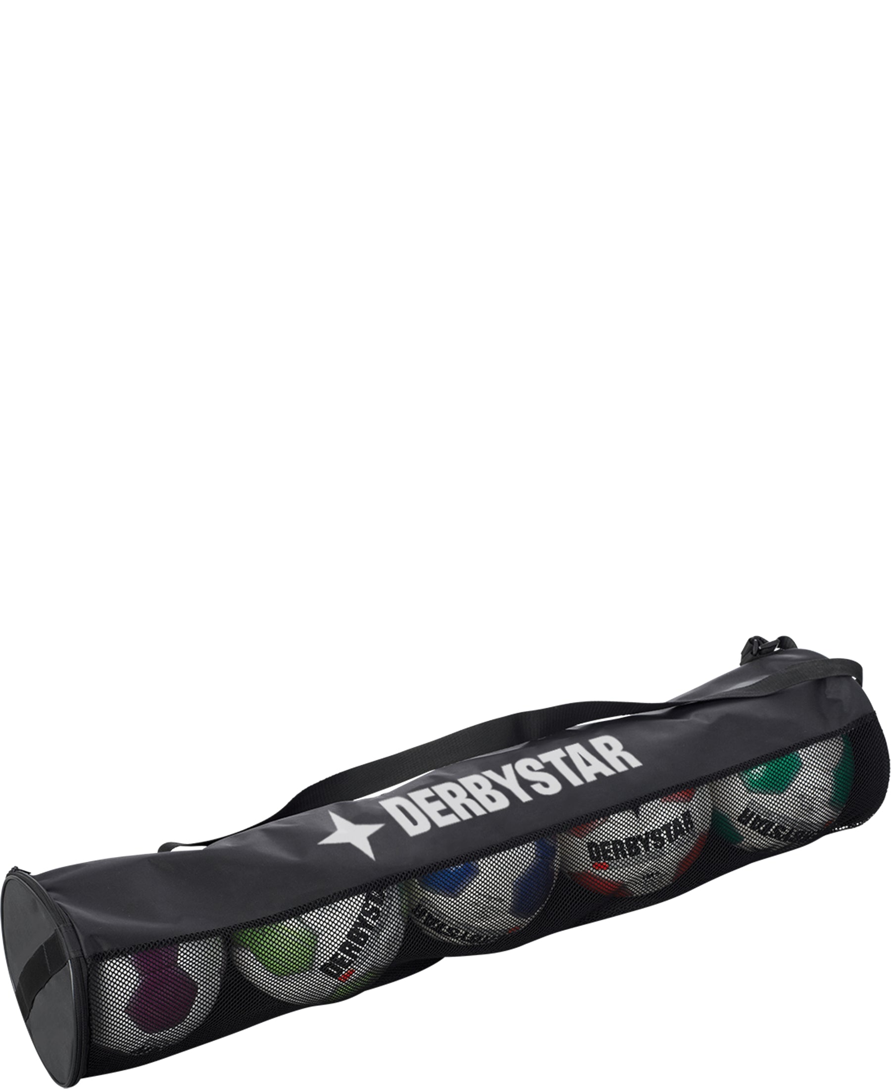 Der Derbystar Carry Bag Logo Ballschlauch transportiert bis zu 5 Bälle sicher und bequem. Ideal für Training und Spiele. Strapazierfähig und praktisch. Erhältlich bei SHOP4TEAMSPORT.