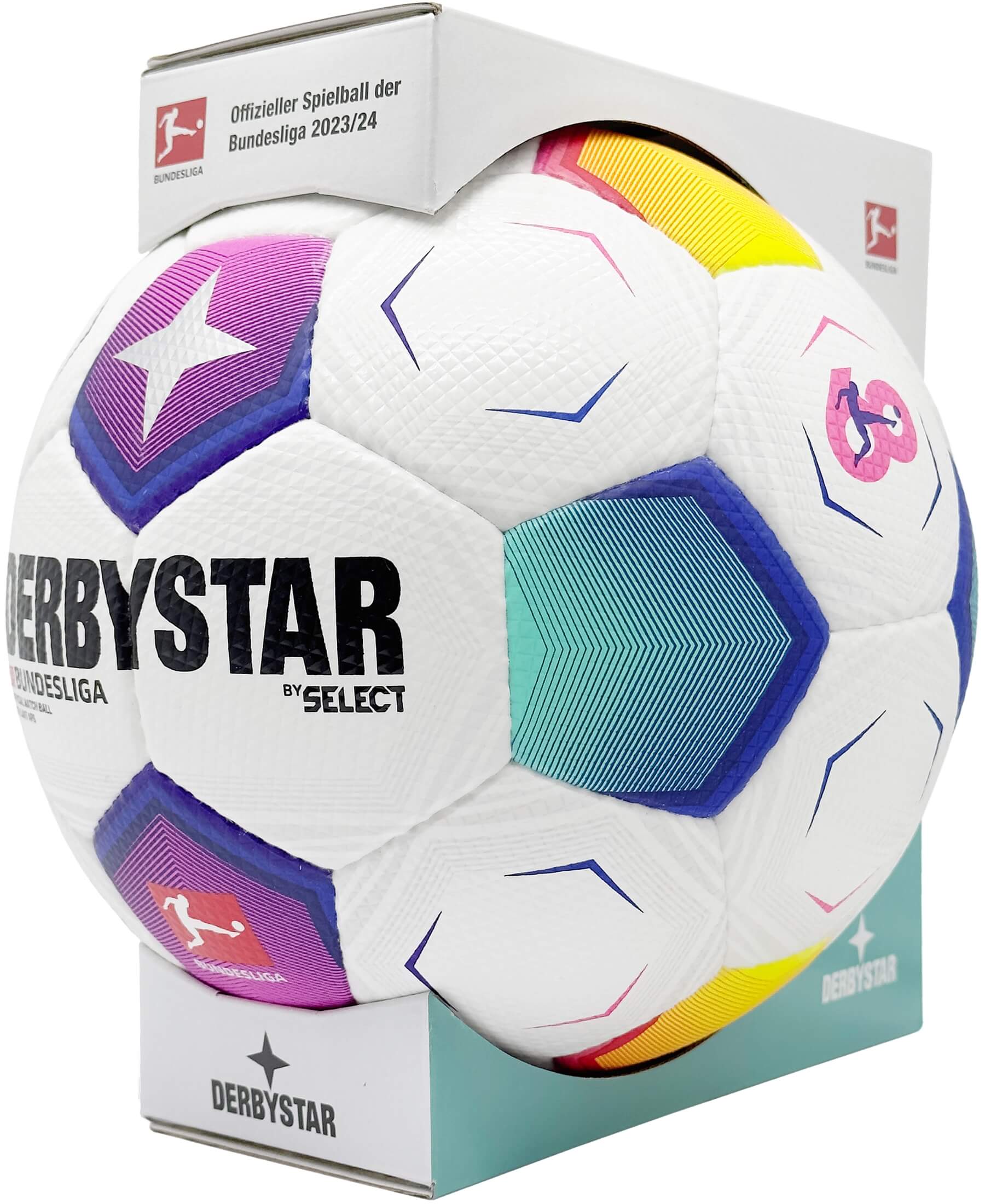 Der offizielle DERBYSTAR Matchball "Brillant APS V23" der Bundesliga für die Saison 2023/2024. Hochwertiger Fußball mit optimalem Spielverhalten und langer Haltbarkeit. Das Design präsentiert das Bundesliga-Logo und die charakteristischen Farben. Bestelle jetzt den offiziellen Matchball im Onlineshop von SHOP4TEAMSPORT und erlebe Fußball auf höchstem Niveau. Perfekt für Training, Matches und Sammler. Hol dir dieses offizielle Spielgerät und werde Teil der Bundesliga-Action.