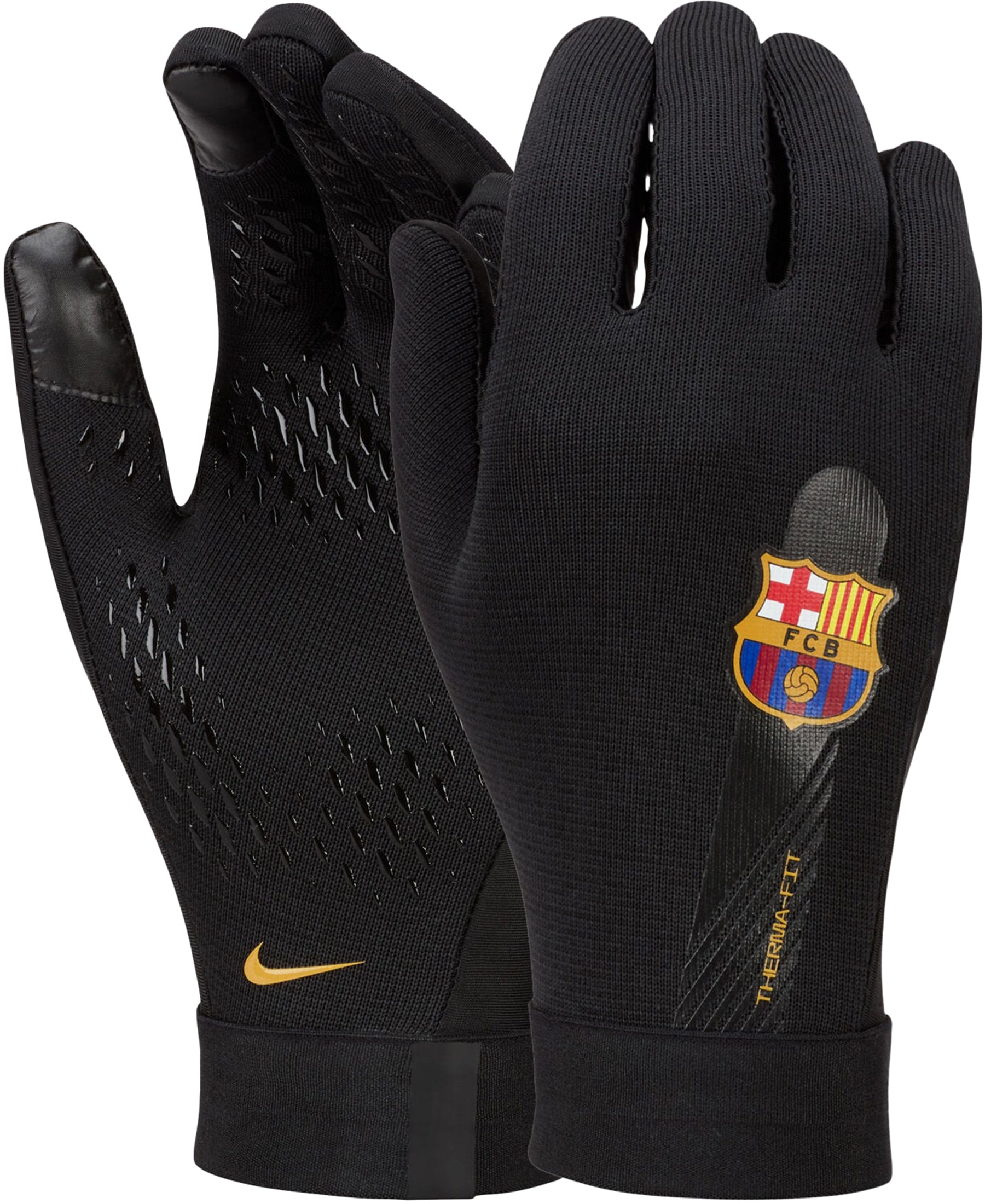 Die Nike FC Barcelona FCB Therma-FIT Academy Spielerhandschuhe (DV3251-010) sind perfekt für Fußballer, die sich in kaltem Wetter auf dem Platz wohl fühlen wollen. Die innovative Therma-FIT-Technologie hält die Hände warm, während das rutschfeste Design den Grip und die Ballkontrolle verbessert. Diese offiziell lizenzierten Handschuhe tragen das FC Barcelona Logo und sind ein Muss für Fans und Spieler. Hol dir jetzt diese hochwertigen Handschuhe bei SHOP4TEAMSPORT.
