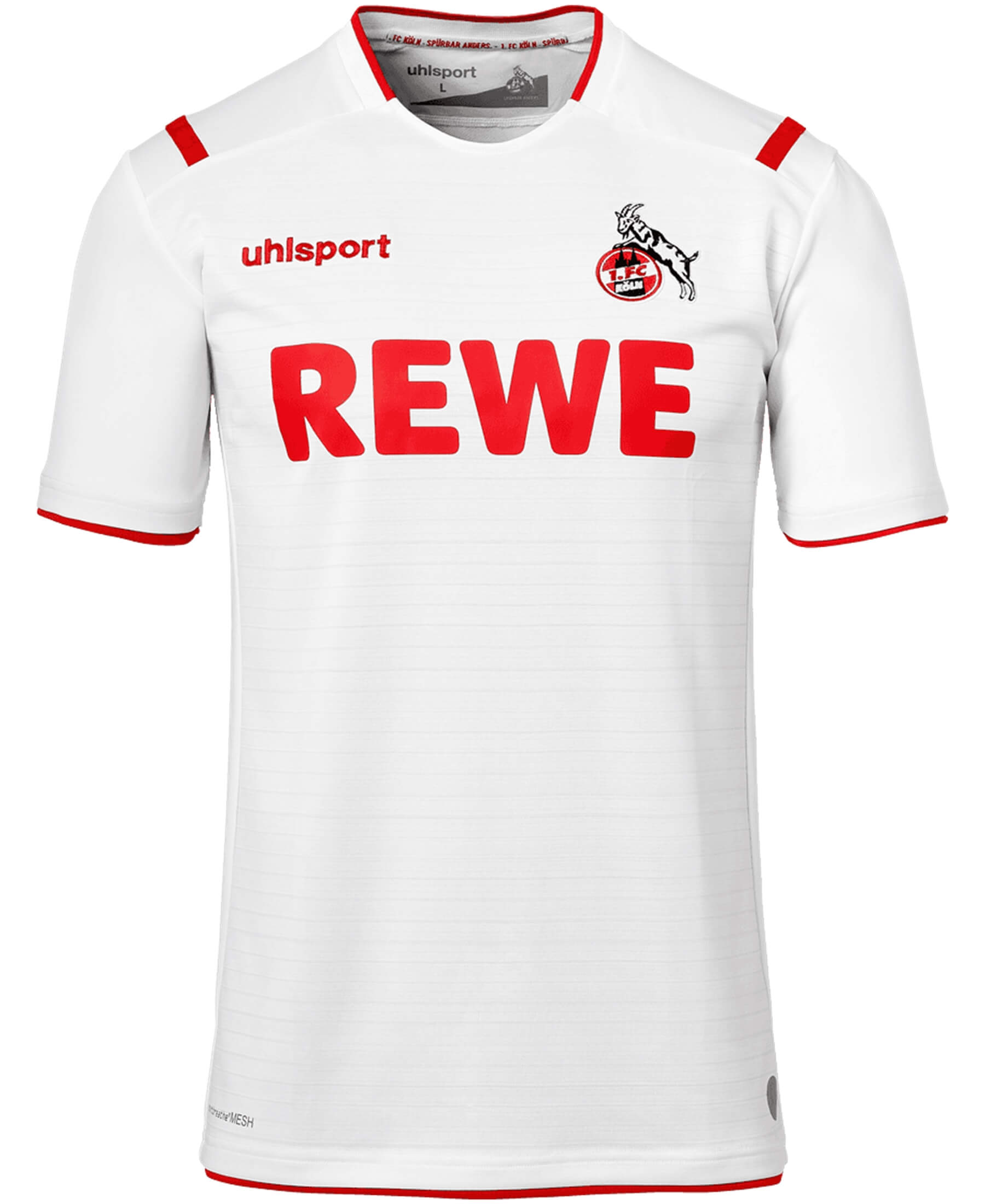 Das offizielle Uhlsport 1. FC Köln Heimtrikot für die Saison 2019/2020 (Artikel-Nr. 1003512011948) - ein Muss für echte FC-Fans. In den Vereinsfarben gestaltet, trägt es stolz das FC-Logo. Hergestellt aus hochwertigen Materialien, bietet es Tragekomfort und Langlebigkeit. Zeigen Sie Ihre Verbundenheit im Stadion und im Alltag mit diesem authentischen Trikot. Holen Sie sich jetzt bei SHOP4TEAMSPORT Ihren Fanartikel und unterstützen Sie den 1. FC Köln auf stilvolle Weise.