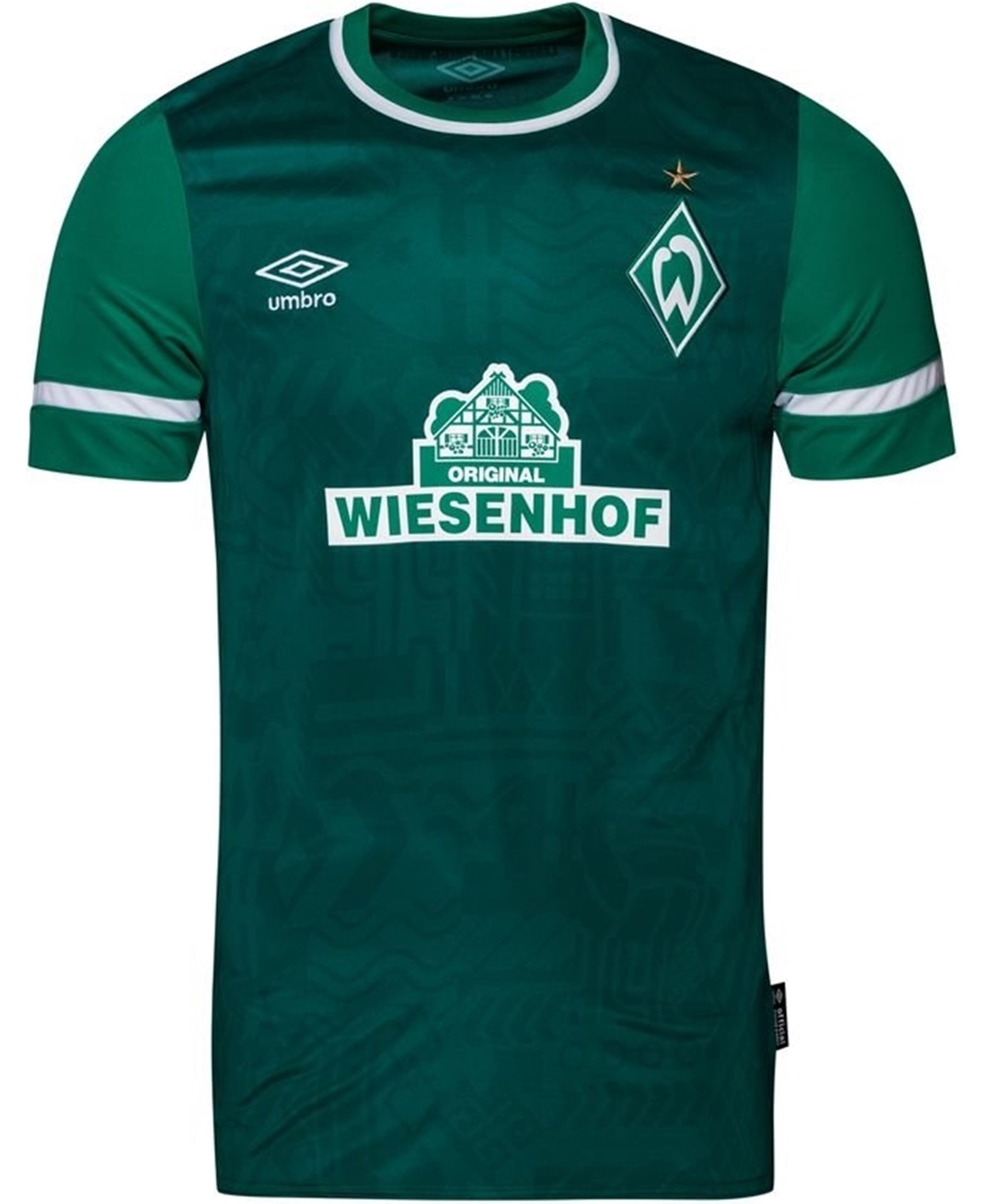 Das Umbro SV Werder Bremen Heimtrikot 2021-2022 (94519U-KIT) ist ein Must-Have für alle Werder-Fans. In den traditionellen grün-weißen Farben des Vereins zeigt es stolz das Werder Bremen Logo. Mit hoher Qualität und modernem Design ist es perfekt für Spiel und Alltag. Jetzt bei SHOP4TEAMSPORT bestellen!