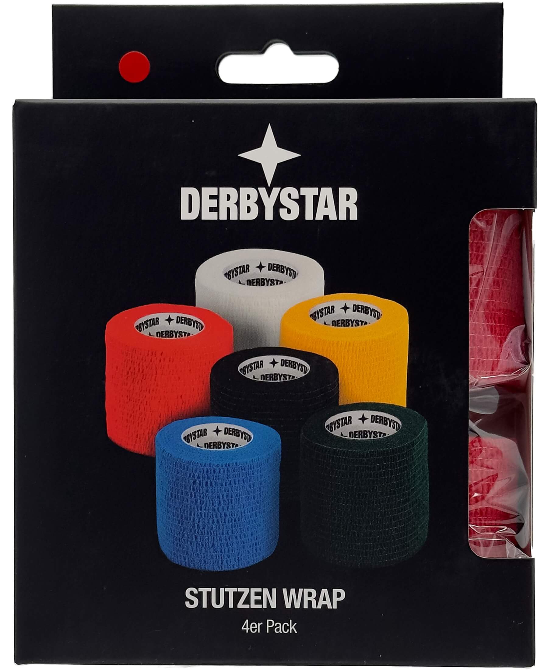 DERBYSTAR 4er-Pack Stutzen Wrap Rot - Hochwertige Stutzentapes im 4er-Pack in leidenschaftlichem Rot. Perfekt für Fußballspieler aller Spielstärken. Diese Stutzentapes bieten einen erstklassigen Komfort und eine optimale Passform. Hole dir jetzt bei SHOP4TEAMSPORT diesen packenden roten Stutzentapes-Set, um dein Outfit auf dem Platz zu vervollständigen.