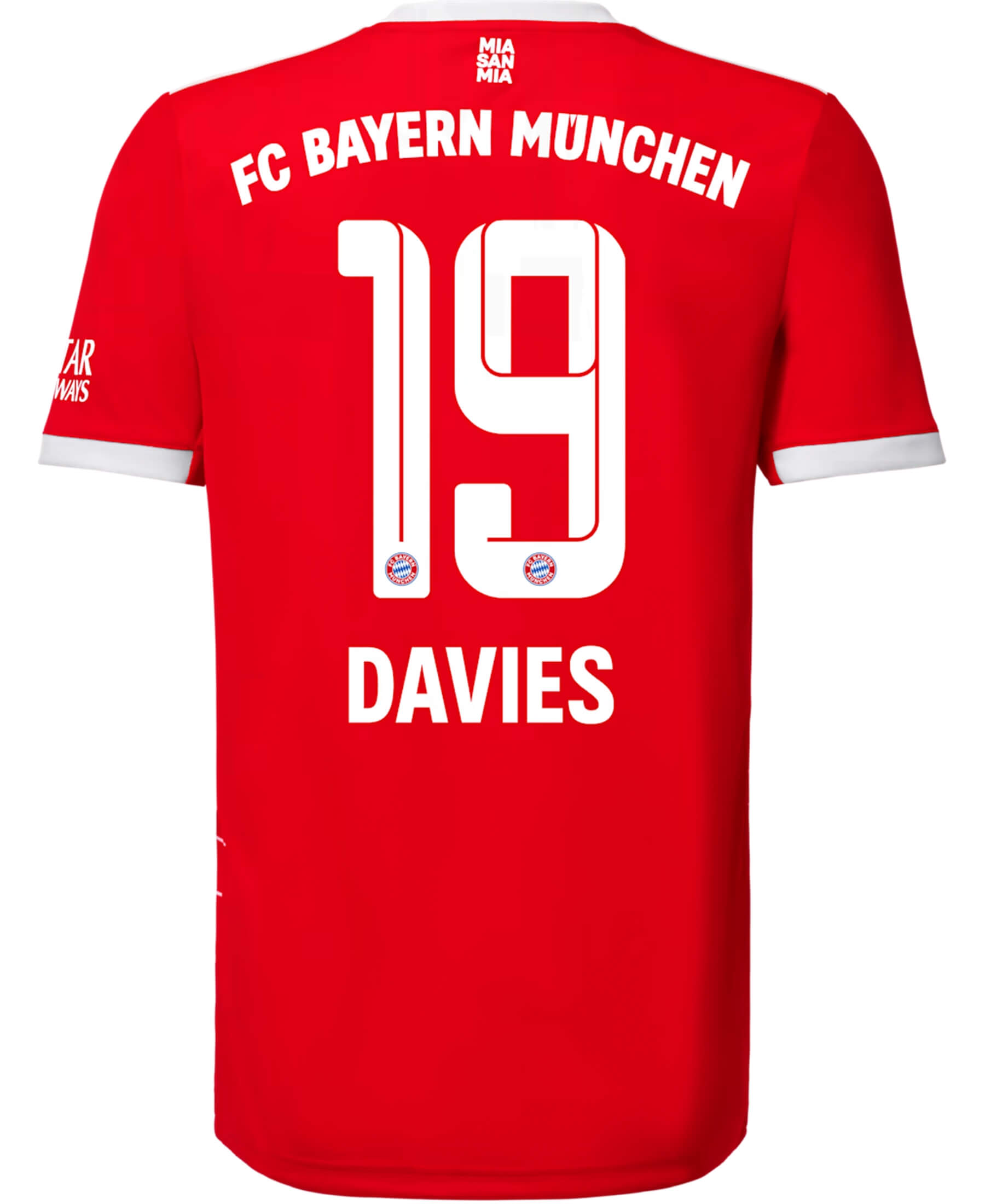 Offizieller FC Bayern München FCB Davies Spielerflock für das Heimtrikot 2022-2023. Zeige deine Unterstützung für den Verein mit Stolz. Hochwertiges Materialien für optimalen Komfort. Im Onlineshop SHOP4TEAMSPORT erhältlich. Sichere dir jetzt deinen original Flock und sei Teil der Bayern-Familie! 