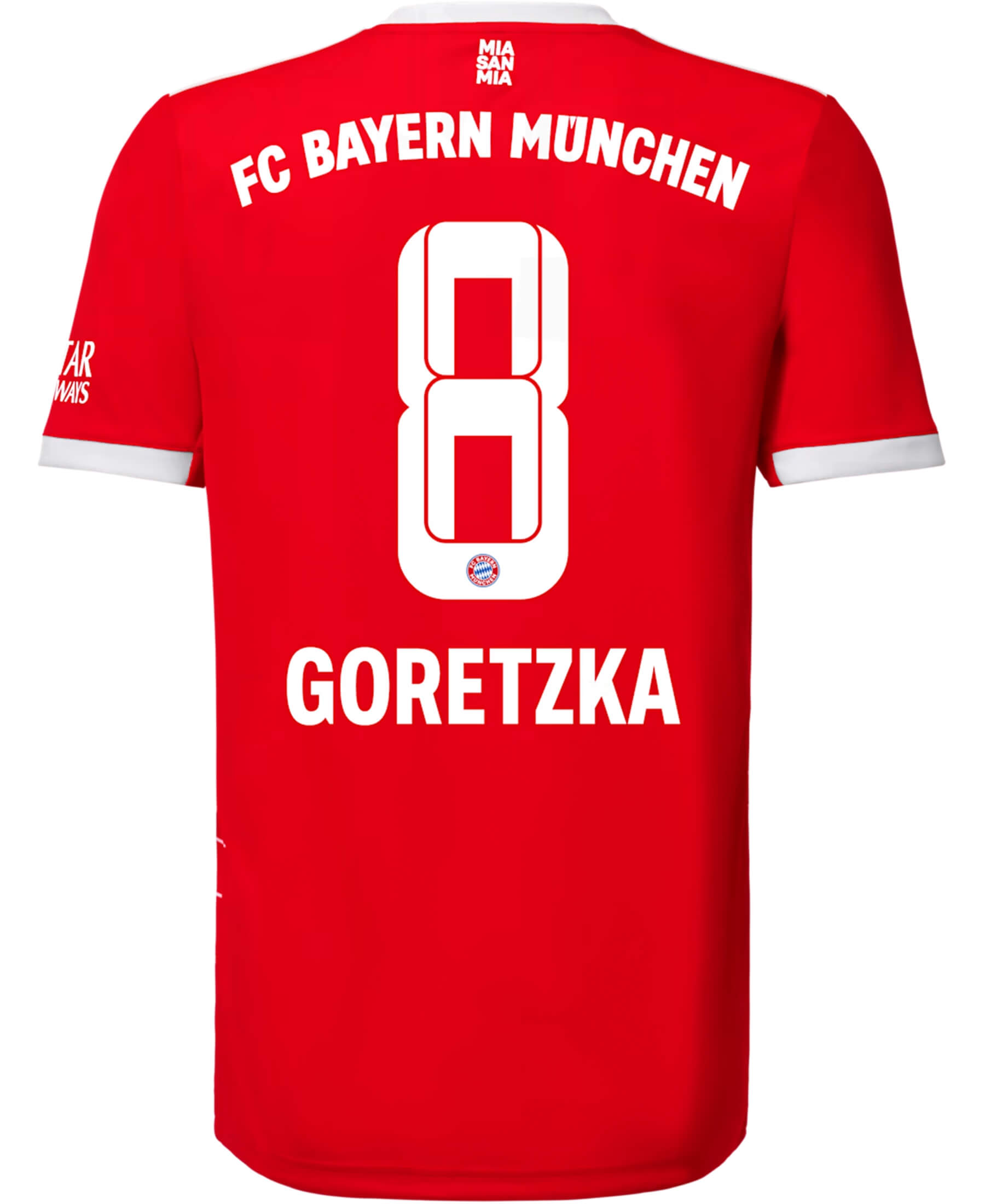 Offizieller FC Bayern München FCB Goretzka Spielerflock für das Heimtrikot 2022-2023. Zeige deine Unterstützung für den Verein mit Stolz. Hochwertiges Materialien für optimalen Komfort. Im Onlineshop SHOP4TEAMSPORT erhältlich. Sichere dir jetzt deinen original Flock und sei Teil der Bayern-Familie! 