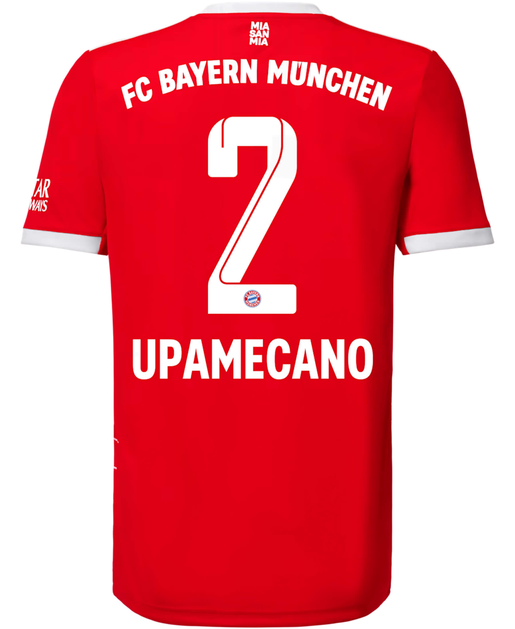 Offizieller FC Bayern München FCB Upamecano Spielerflock für das Heimtrikot 2022-2023. Zeige deine Unterstützung für den Verein mit Stolz. Hochwertiges Materialien für optimalen Komfort. Im Onlineshop SHOP4TEAMSPORT erhältlich. Sichere dir jetzt deinen original Flock und sei Teil der Bayern-Familie! 
