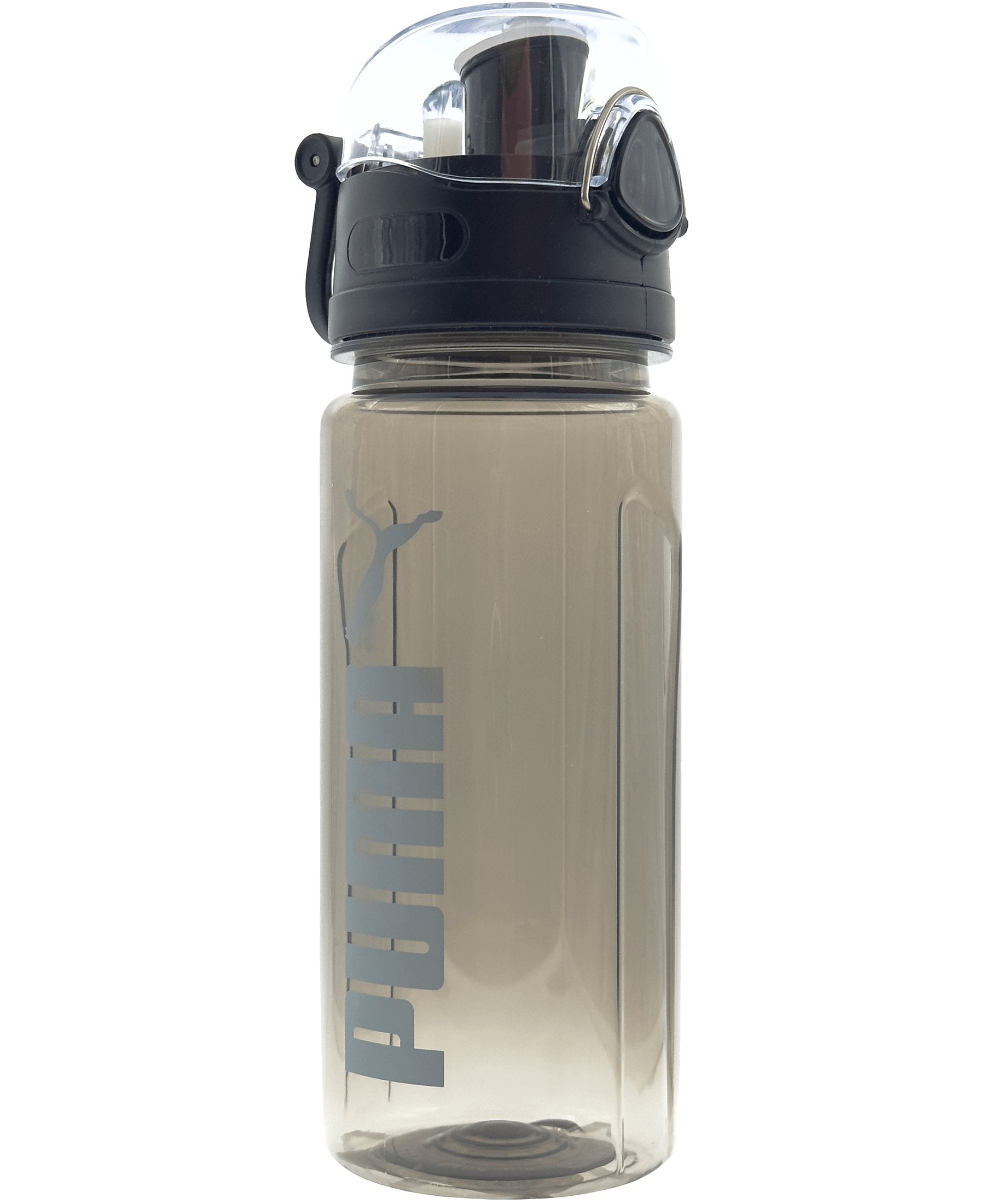 Puma bietet eine klassische Trinkflasche mit Schraubverschluss an, die im Onlineshop SHOP4TEAMSPORT erhältlich ist. Die Flasche verfügt über ein auslaufsicheres Design und einen durchsichtigen Klappdeckel mit einem Sicherheitsverschluss aus Metall. Mit ihrer großen Trinköffnung und dem durchsichtigen Flaschenkörper ist sie praktisch und benutzerfreundlich. Die Flasche ist zudem mit einem kleinen Tragegriff aus Plastik ausgestattet. Der verwendete Kunststoff ist BPA-frei und frei von Schadstoffen.